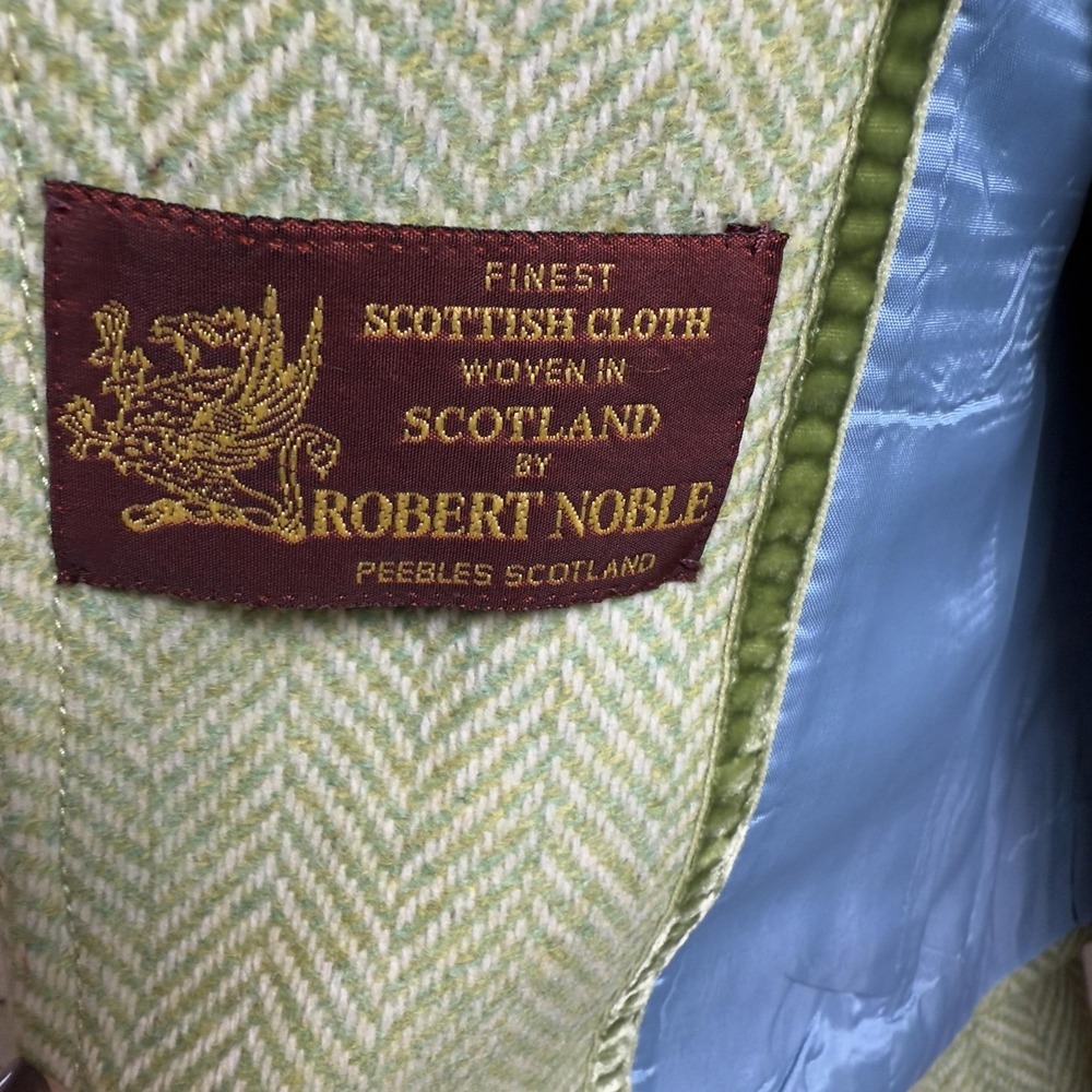 Vintage J.Crew Blazer Womens Small Green Herringbone Tweed Wool Robert Noble 00s - Picture 4 of 8
